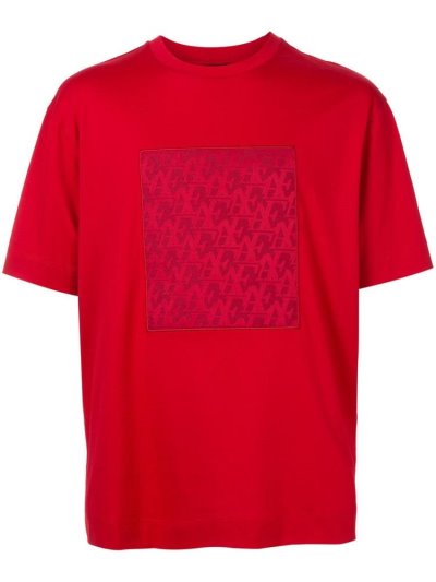 Red Armani Emporio Logo Print Men's T Shirts | UAE54637