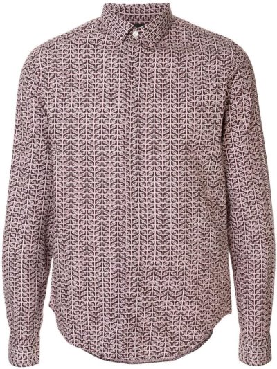 Red Armani Emporio Monogram Logo Men's Shirts | UAE33007