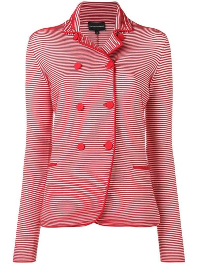 Red Armani Emporio Ribbed Double Breasted Women's Blazers | UAE91299