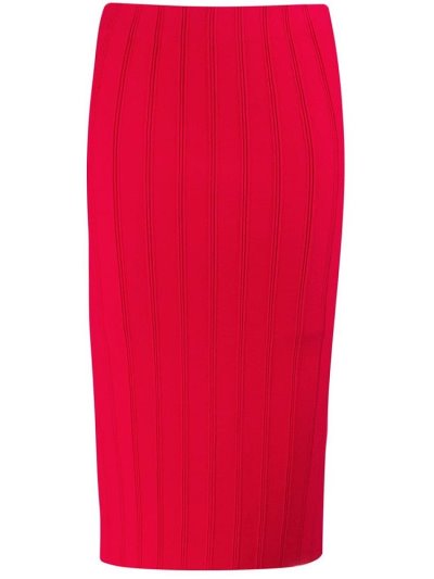 Red Armani Emporio Ribbed Fitted Women's Skirts | UAE76562