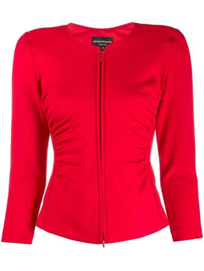 Red Armani Emporio Ruched Stretch Fit Women's Jackets | UAE68649