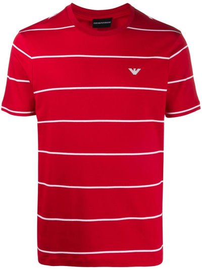 Red Armani Emporio Woven Stripe Men's T Shirts | UAE02916