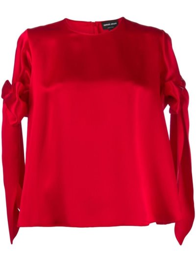 Red Giorgio Armani Bow Sleeve Women's Tops | UAE97074