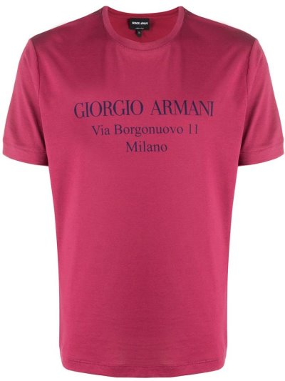 Red Giorgio Armani Logo Print Men's T Shirts | UAE82534