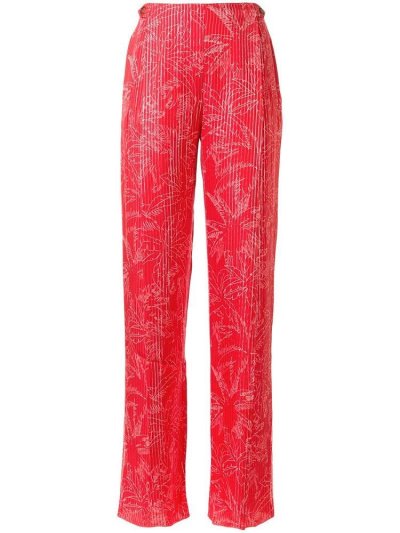 Red Giorgio Armani Palm Tree Print Women's Pants | UAE28549