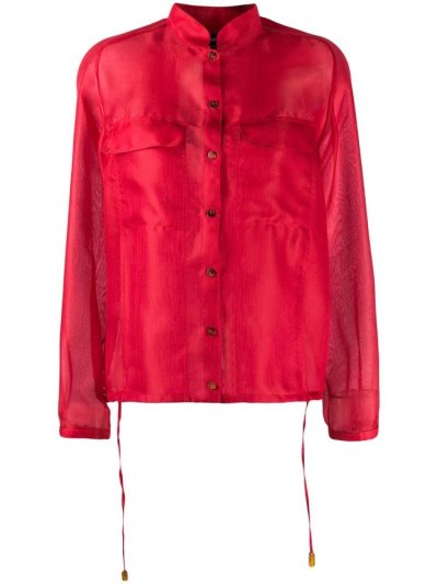 Red Giorgio Armani Sheer Drawstring Women's Shirts | UAE03498