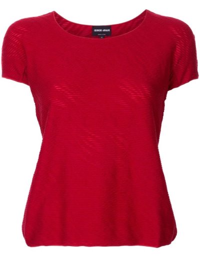 Red Giorgio Armani Textured Knitted Women's Tops | UAE35578