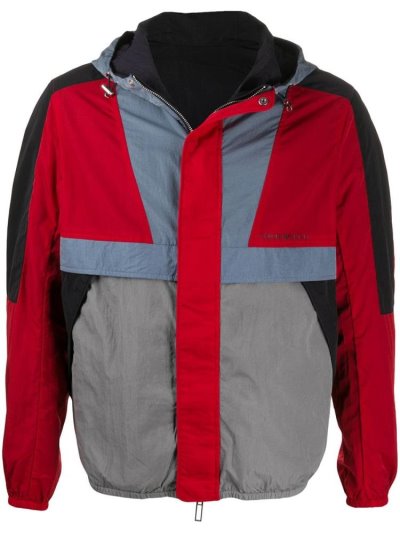 Red / Blue Armani Emporio Hooded Panelled Men's Jackets | UAE87573