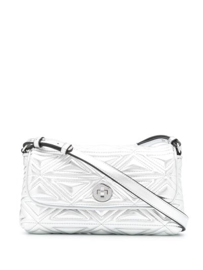 Silver Armani Emporio Embossed Metallic Women's Crossbody Bags | UAE76638