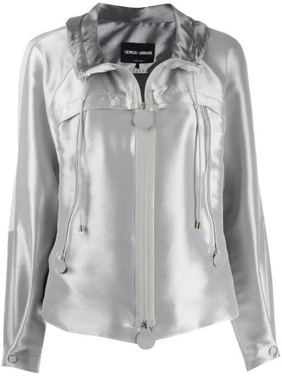 Silver Giorgio Armani Varsity Women's Bomber Jacket | UAE28773
