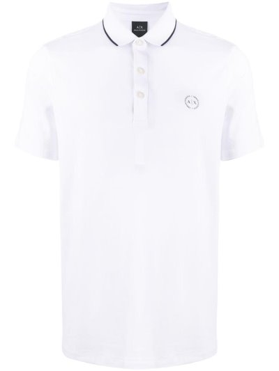 White Armani Exchange Embroidered Logo Men's Polo Shirts | UAE18154