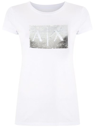White Armani Exchange Logo Print Women's T Shirts | UAE16714