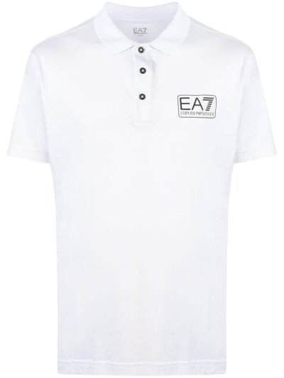 White Ea7 Emporio Ea7 Logo Patch Men's Polo Shirts | UAE00693