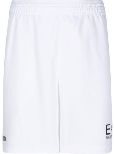 White Ea7 Emporio Armani Embroidered Logo Men's Shorts | UAE55224