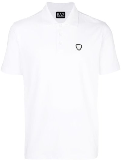White Ea7 Emporio Armani Logo Patch Men's Polo Shirts | UAE38623