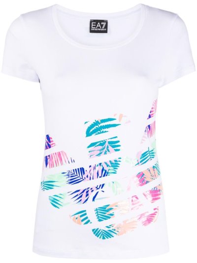 White Ea7 Emporio Armani Logo Print Women's T Shirts | UAE00475