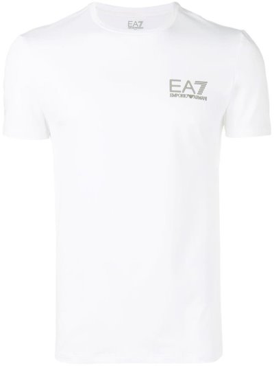 White Ea7 Emporio Armani Logo Print Men's T Shirts | UAE27998