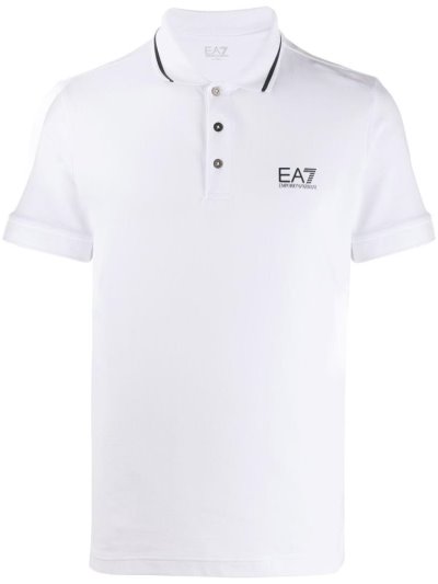 White Ea7 Emporio Armani Logo Print Men's Polo Shirts | UAE50404