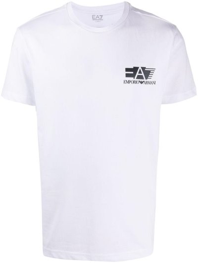 White Ea7 Emporio Armani Logo Print Men's T Shirts | UAE52985
