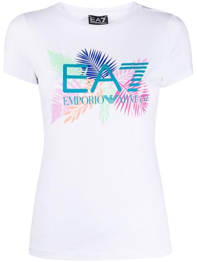 White Ea7 Emporio Armani Logo Print Women's T Shirts | UAE65348