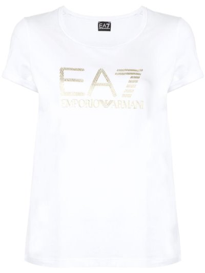 White Ea7 Emporio Armani Logo Women's T Shirts | UAE13376