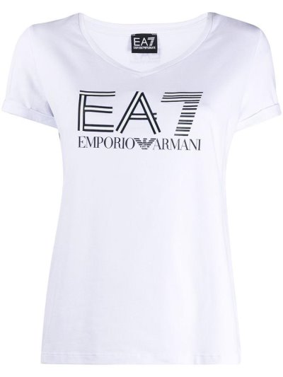 White Ea7 Emporio Armani Logo Women's T Shirts | UAE31619