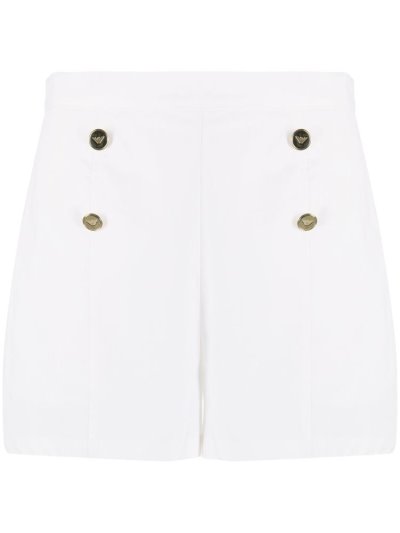 White Armani Emporio Buttoned Front Mini Women's Shorts | UAE34579
