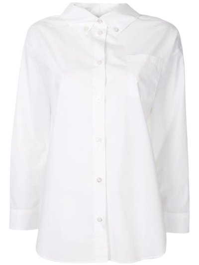 White Armani Emporio Chest Pocket Women's Shirts | UAE31993