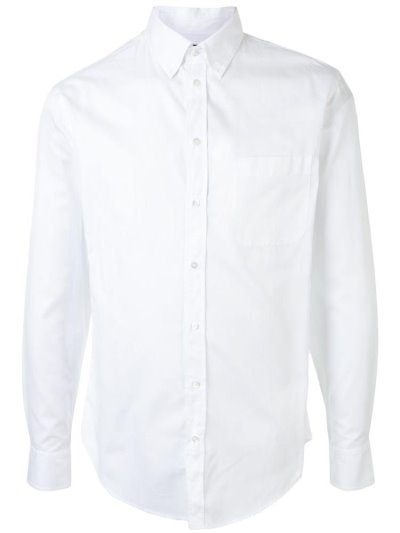 White Armani Emporio Chest Pocket Men's Shirts | UAE83180