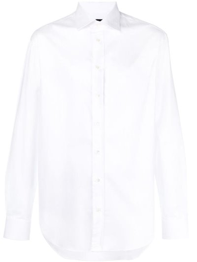 White Armani Emporio Classic Button Men's Shirts | UAE63569