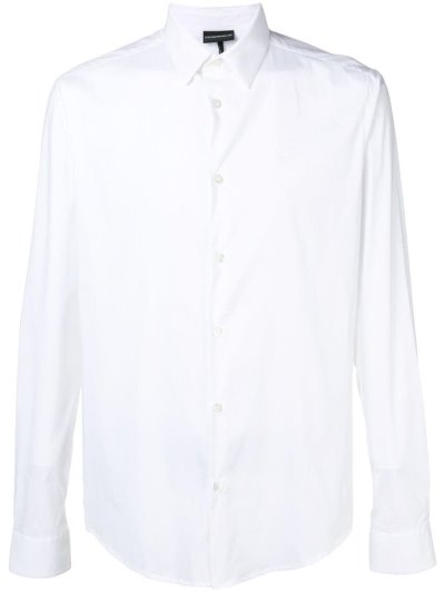 White Armani Emporio Classic Logo Men's Shirts | UAE51619
