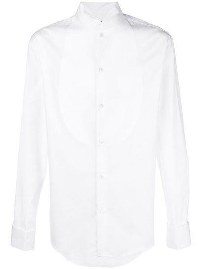 White Armani Emporio Classic Plain Men's Shirts | UAE40928