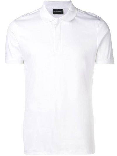 White Armani Emporio Concealed Front Men's Polo Shirts | UAE63889