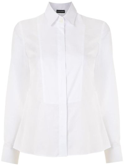White Armani Emporio Contrast Bib Women's Shirts | UAE61629