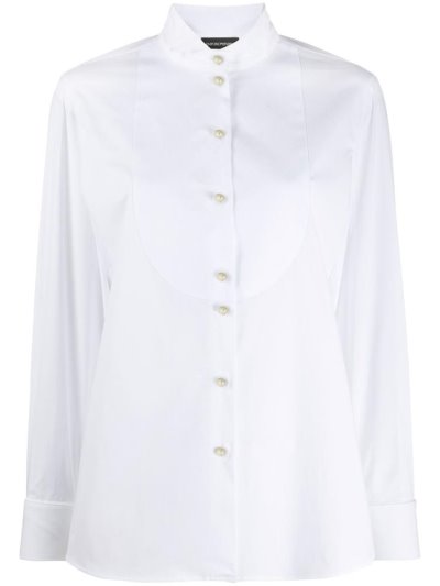 White Armani Emporio Cutaway Collar Women's Shirts | UAE10669