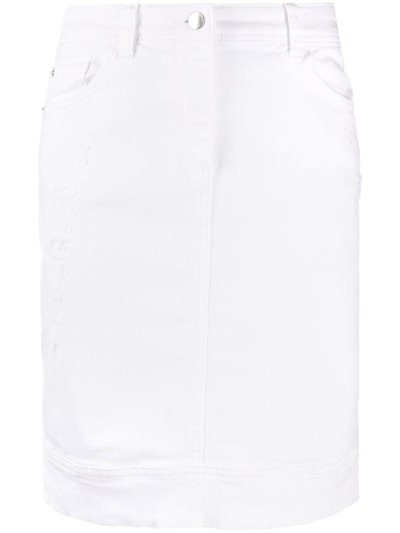 White Armani Emporio Distressed Denim Pencil Skirt Women's Skirts | UAE09714