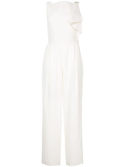 White Armani Emporio Draped Detail Women's Jumpsuit | UAE38907