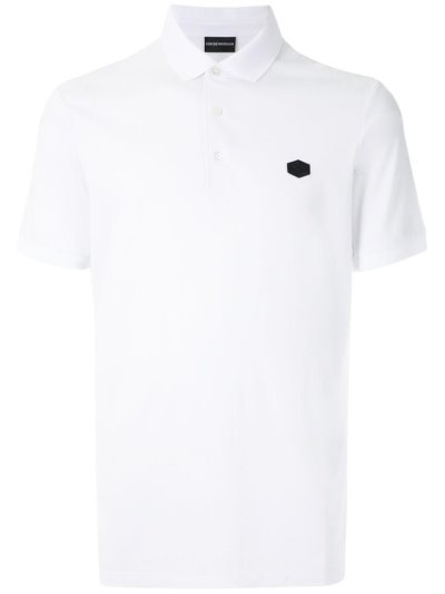 White Armani Emporio Embroidered Logo Men's Polo Shirts | UAE49703