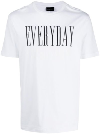 White Armani Emporio Embroidered 'everyday' Men's T Shirts | UAE72367
