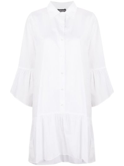 White Armani Emporio Flared Mini Shirt Dress Women's Dress | UAE83742