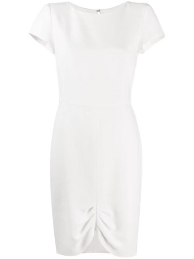 White Armani Emporio Gathered Hem Midi Women's Dress | UAE75996