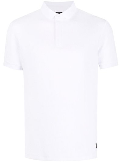 White Armani Emporio Geometric Textured Men's Polo Shirts | UAE79089