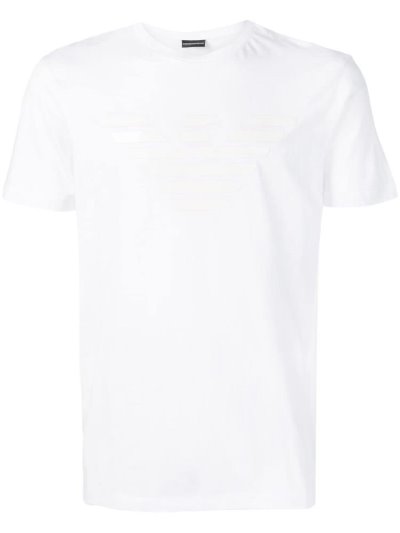 White Armani Emporio Logo Men's T Shirts | UAE57048
