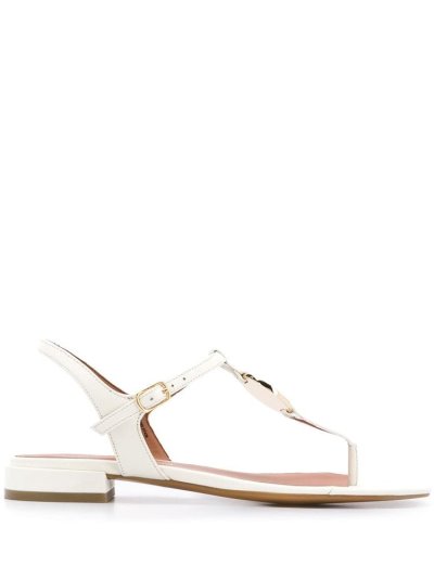 White Armani Emporio Low Heel Logo Women's Sandals | UAE11402