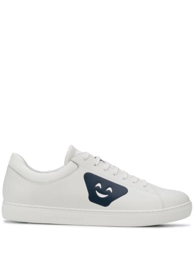 White Armani Emporio Low Top Printed Smiley Men's Sneakers | UAE31039