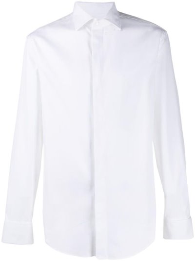 White Armani Emporio Modern Fit Pointed Collar Men's Shirts | UAE44973
