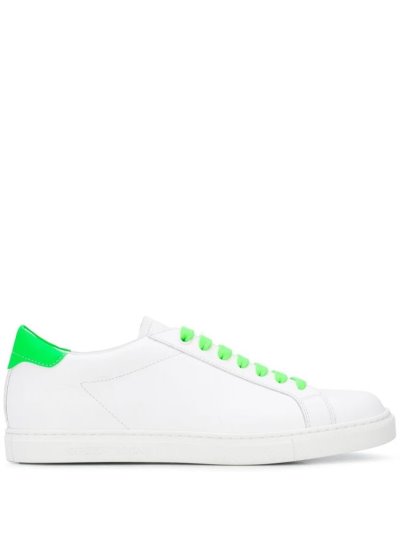 White Armani Emporio Neon Detail Low Top Women's Sneakers | UAE72164