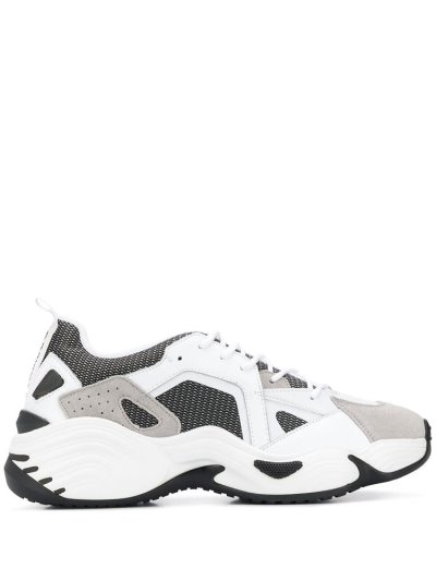 White Armani Emporio Panelled Men's Sneakers | UAE10447