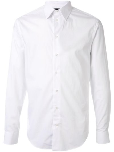 White Armani Emporio Plain Men's Shirts | UAE10724