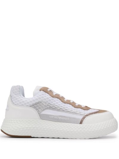 White Armani Emporio Platform Low Top Men's Sneakers | UAE35524
